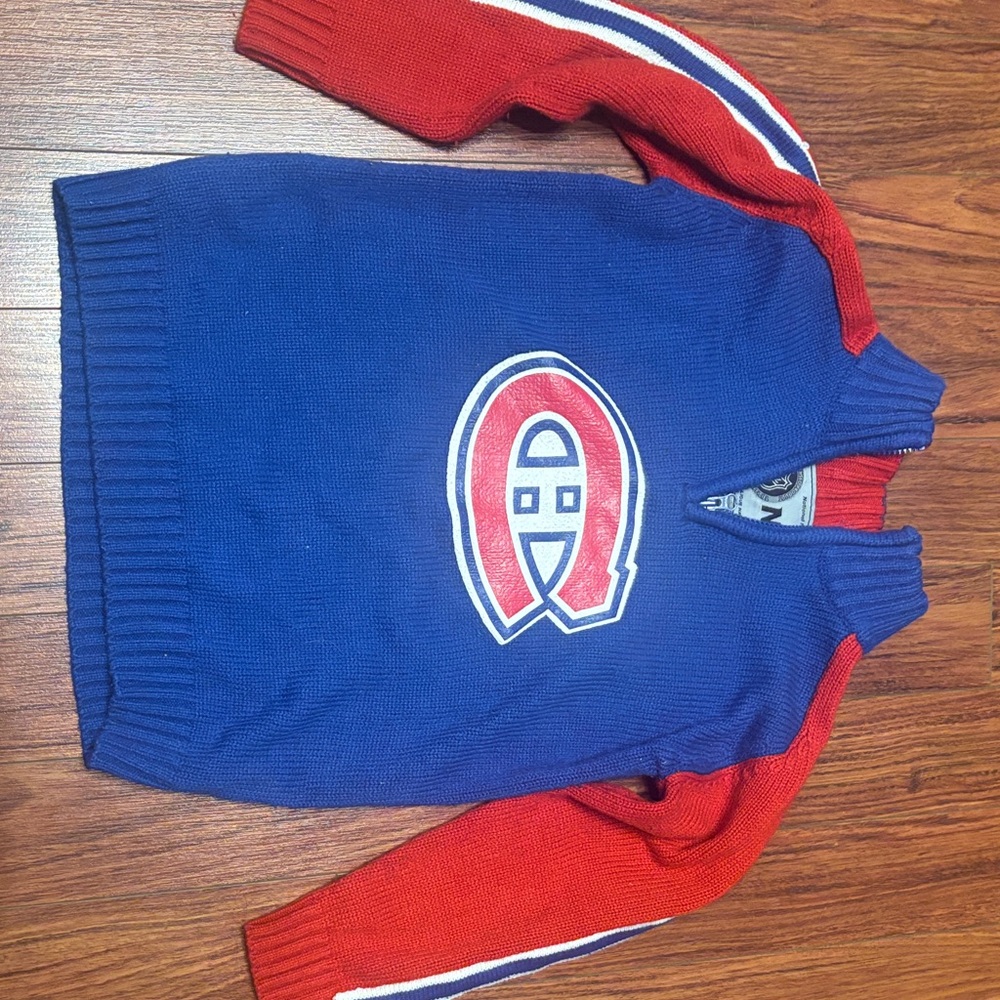 NHL montreal canadiens wool Blue and Red Kids Sweater